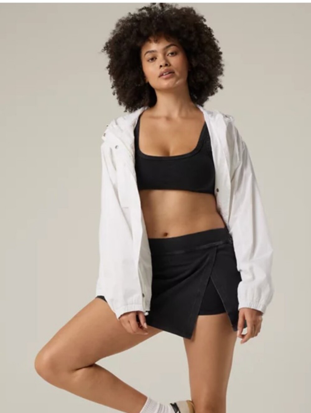 OFFLINE by Aerie High-Rise Black Athletic Skort with Overlap Front